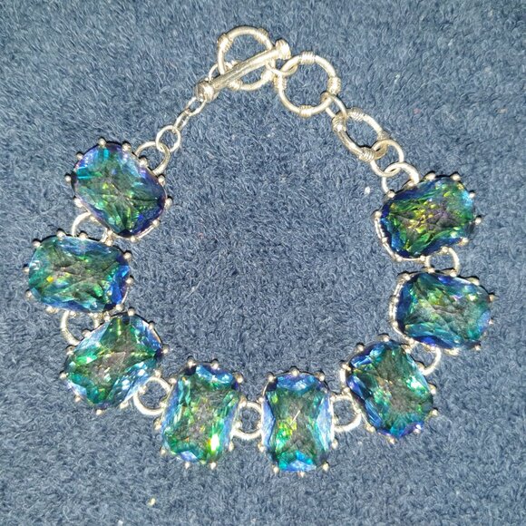 Stunning Vintage Rainbow Crystal 925 Sterling Silver “Shine Your Life” Bracelet - Picture 3 of 17